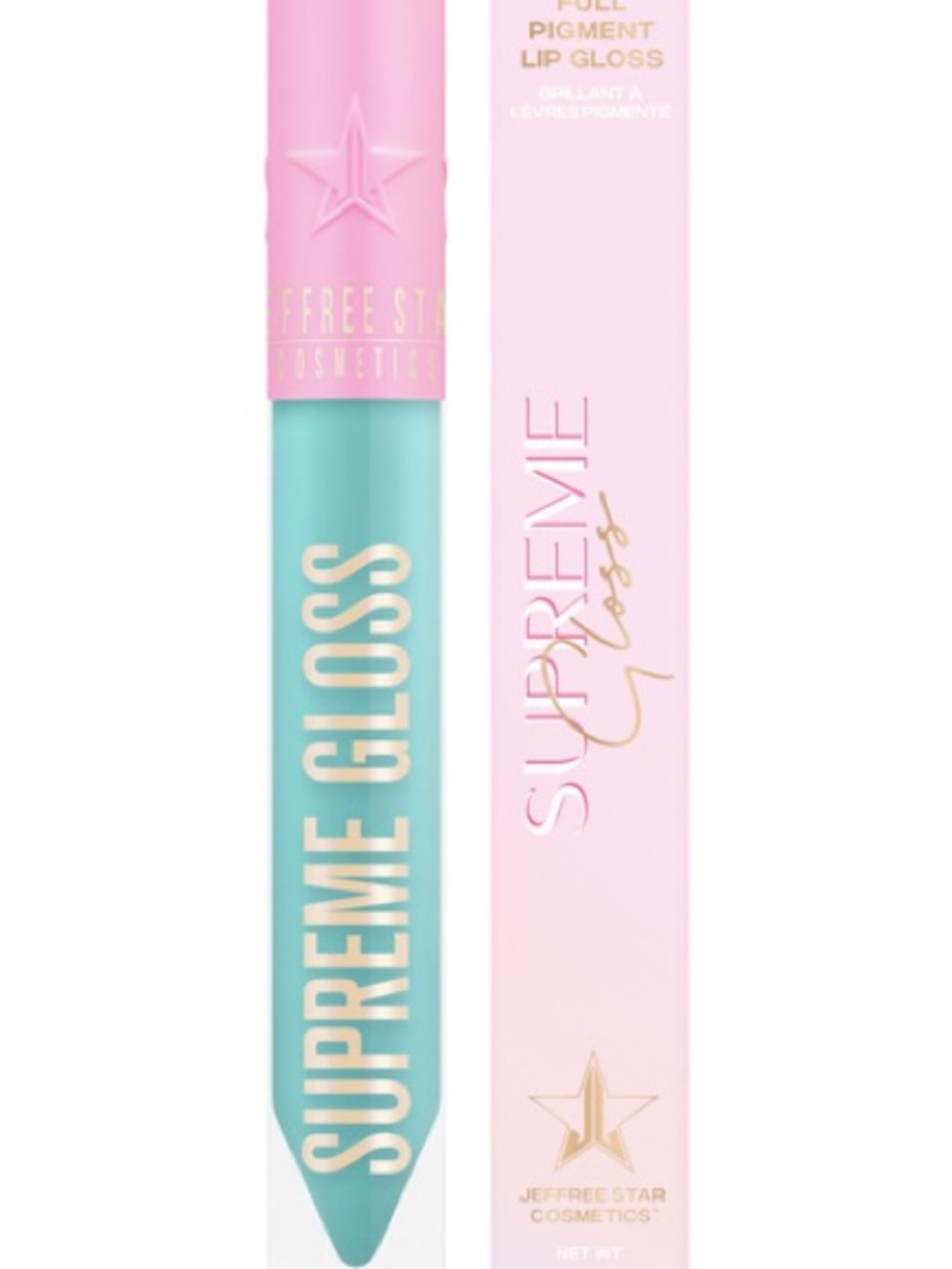 Jeffree Star Supreme Gloss Mint Teal with Pink Cap